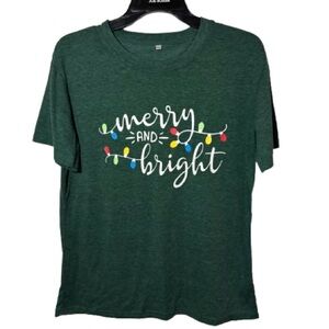 Green 'Merry and Bright' T-Shirt